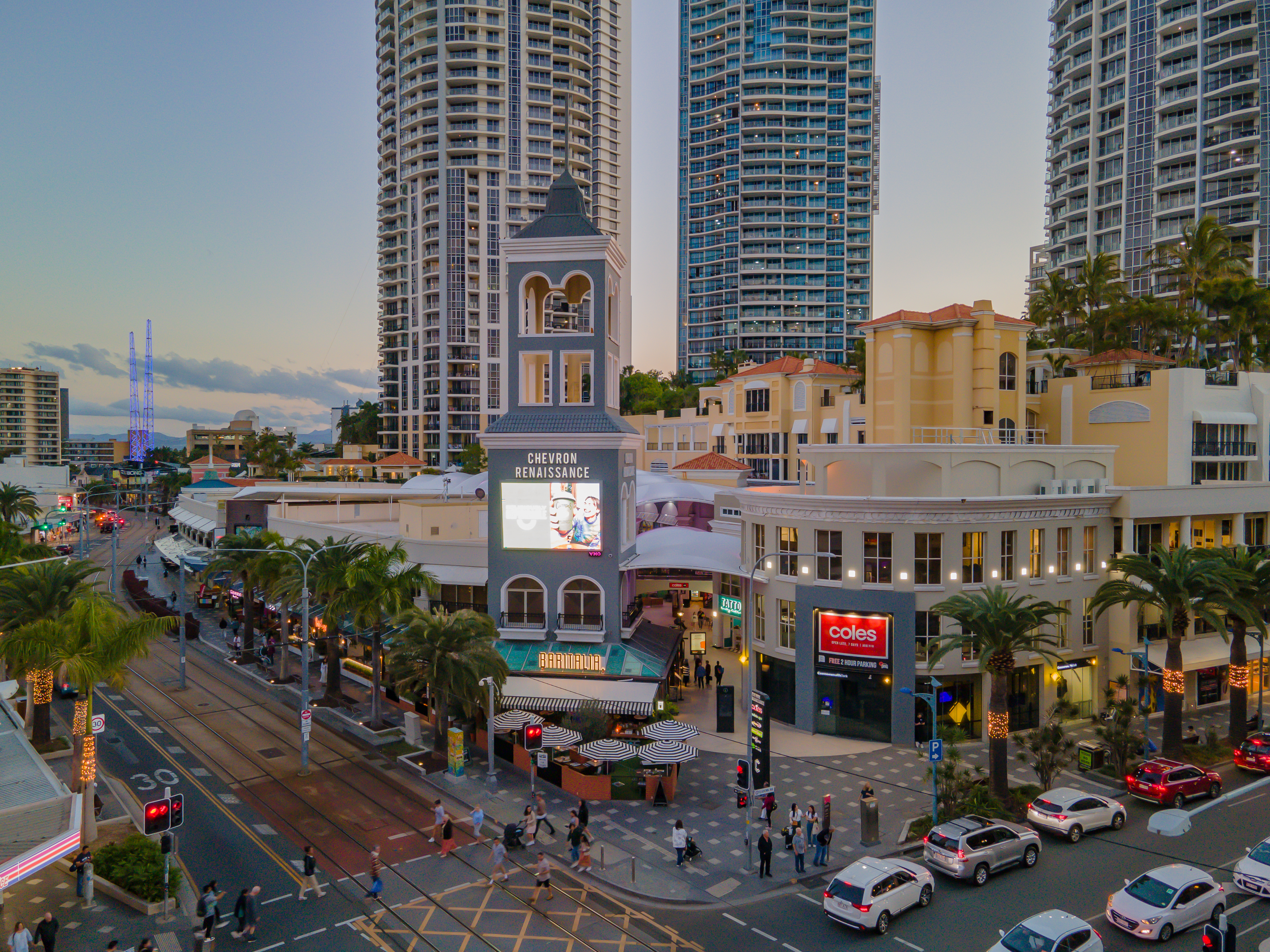Chevron Renaissance at night