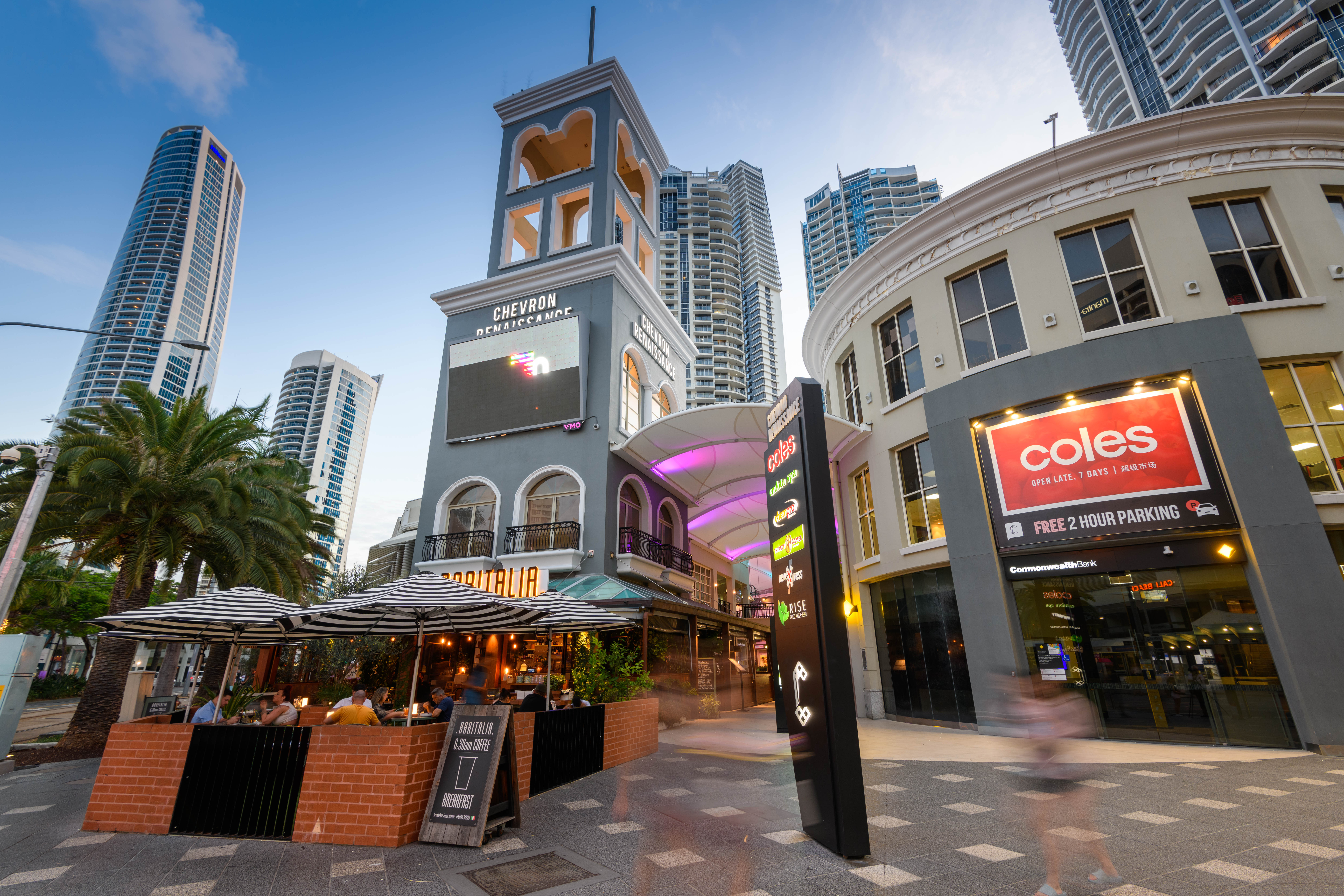 Entrance to Chevron from the corner of Surfers Paradise Boulevard & Elkhorn Avenue